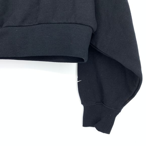 Nike Cropped Heritage Floral Print Crew Neck Sweatshirt Womens Sz Medium Black - Picture 4 of 6